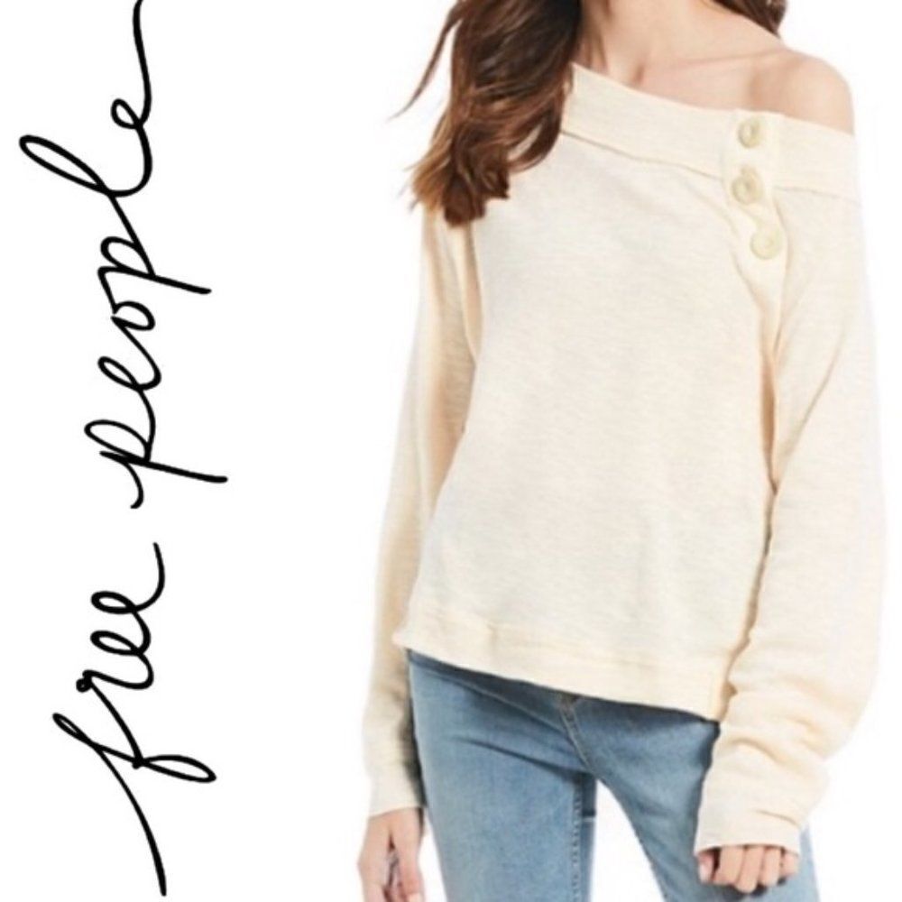 Free People Don't Forget Me Button-Detail  Long Sleeve Top size Small